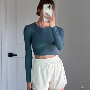 Aritzia Teal Long Sleeve Crop Top